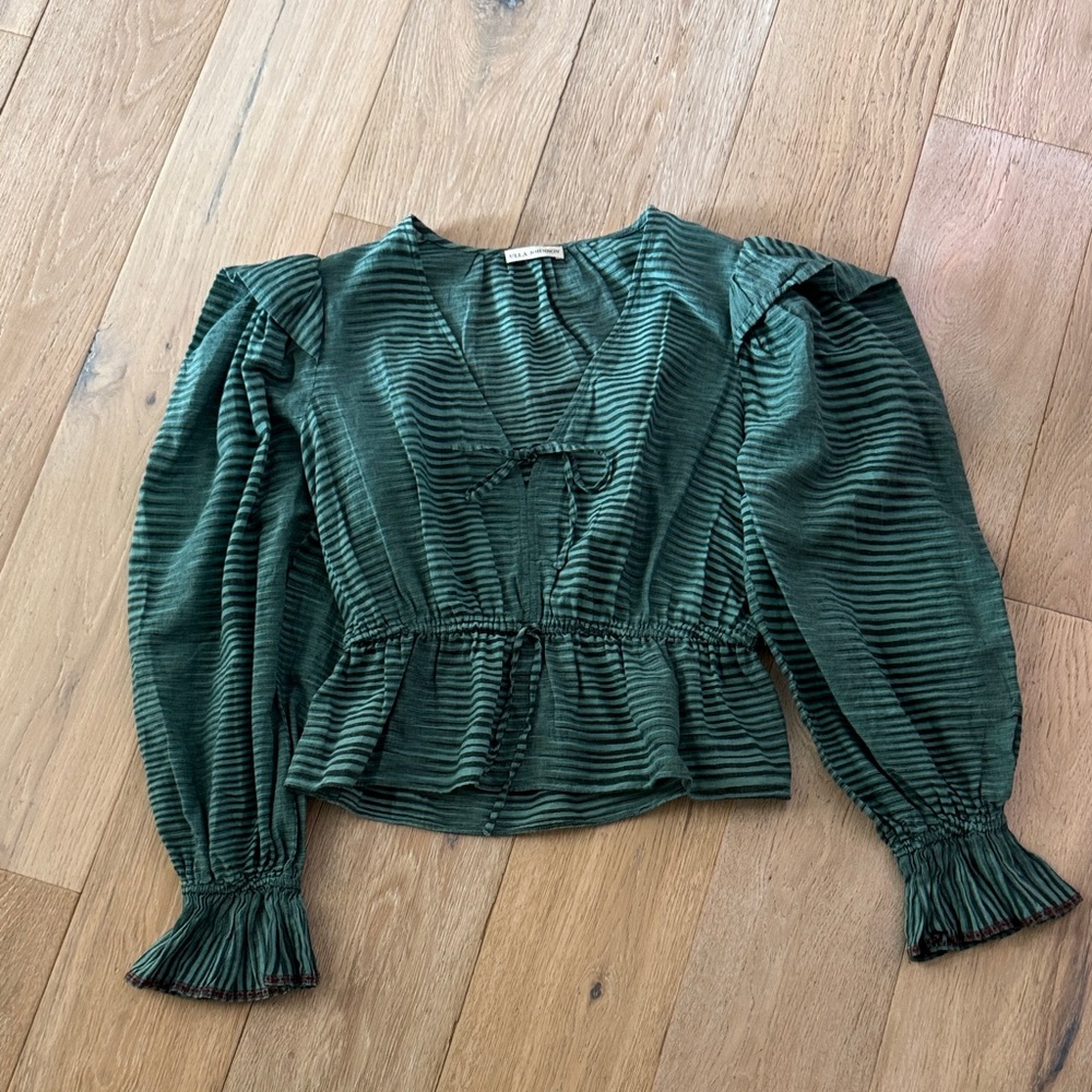 Ulla Johnson Forest Green Textured Blouse
